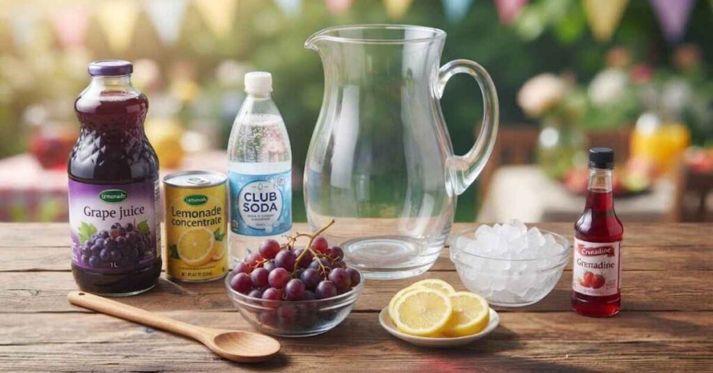 Ingredients for the Purple Punch Drink Recipe